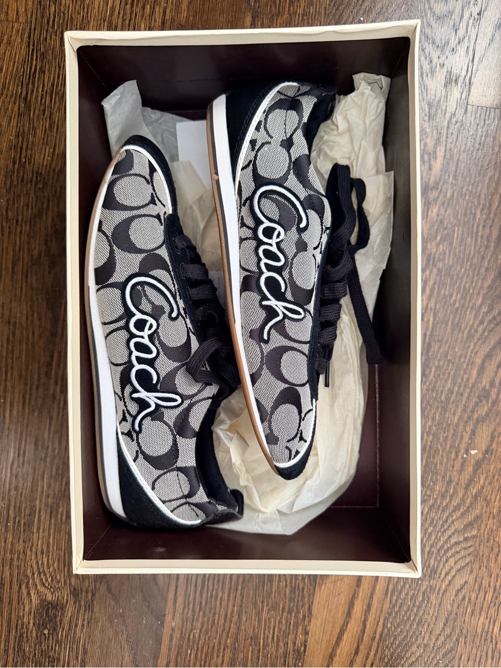 Coach Black and Gray Signature Script Logo Sneakers